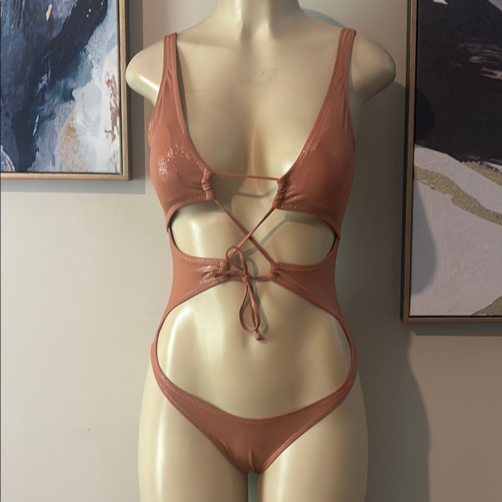 Rust Metallic Swimsuit size S - Picture 3 of 7